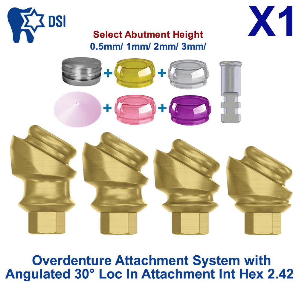 1x Prosthetic KIt Loc-In Angulated 30° Int Hex Attachment Abutment 4 Caps Analog