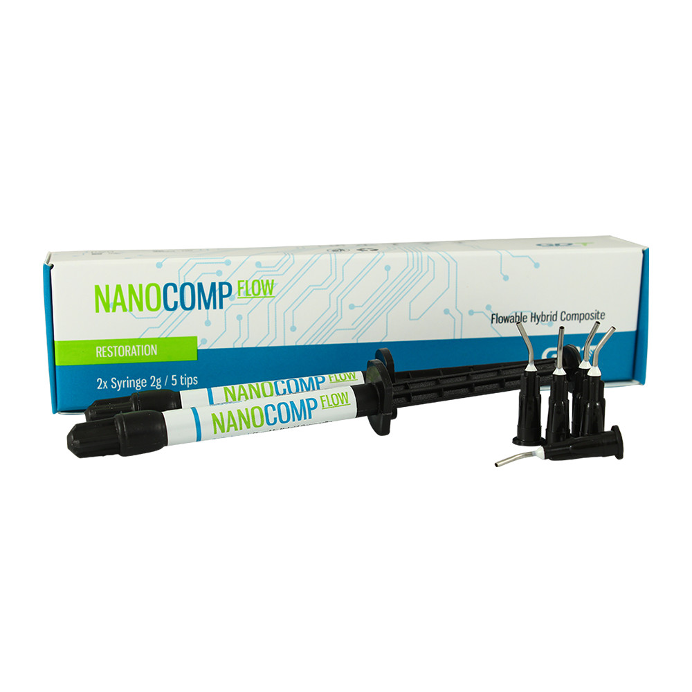 NanoComp Dental Light Cured Universal Flowable Composite Resin 8x2g Shade A2