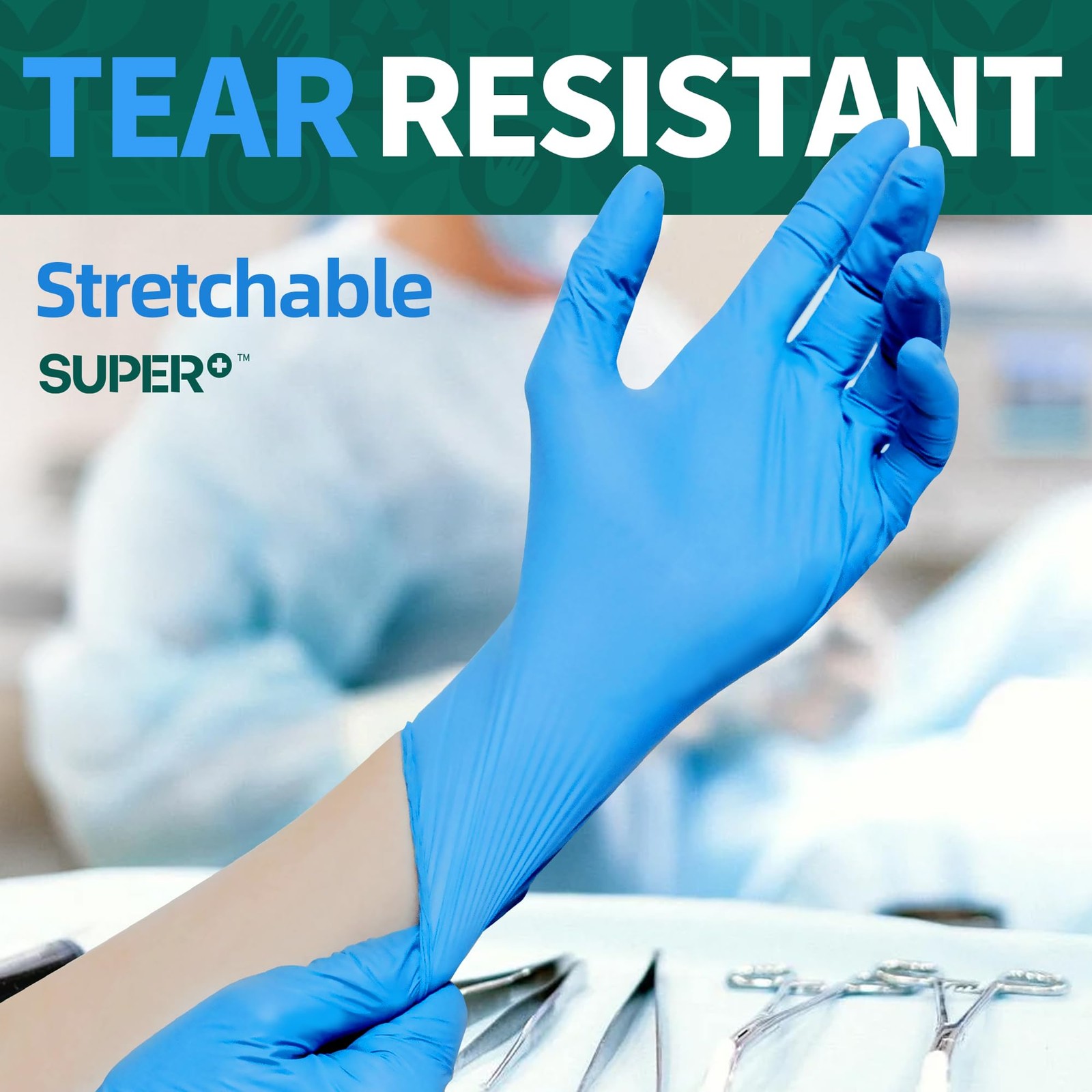 Supmedic Vinyl Disposable Exam Gloves, 4 Mil Medium, 100 Medium (Blue)