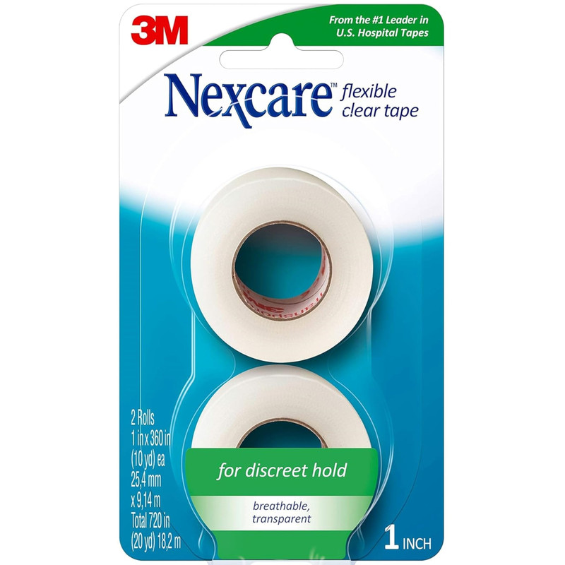 Nexcare First Aid Flexible Clear Tape 1 Inch X 10 Yards 2Ea Pack Of 12