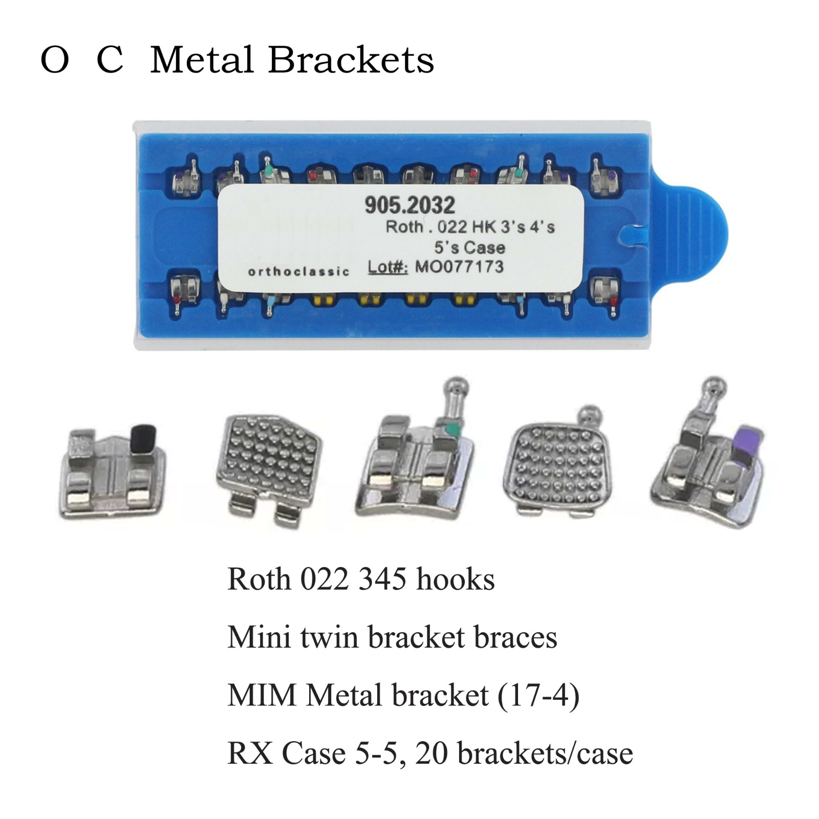 Dental Orthodontic Bracket Braces Metal MIM Mini Roth MBT 022 018 345 Hooks 5-5