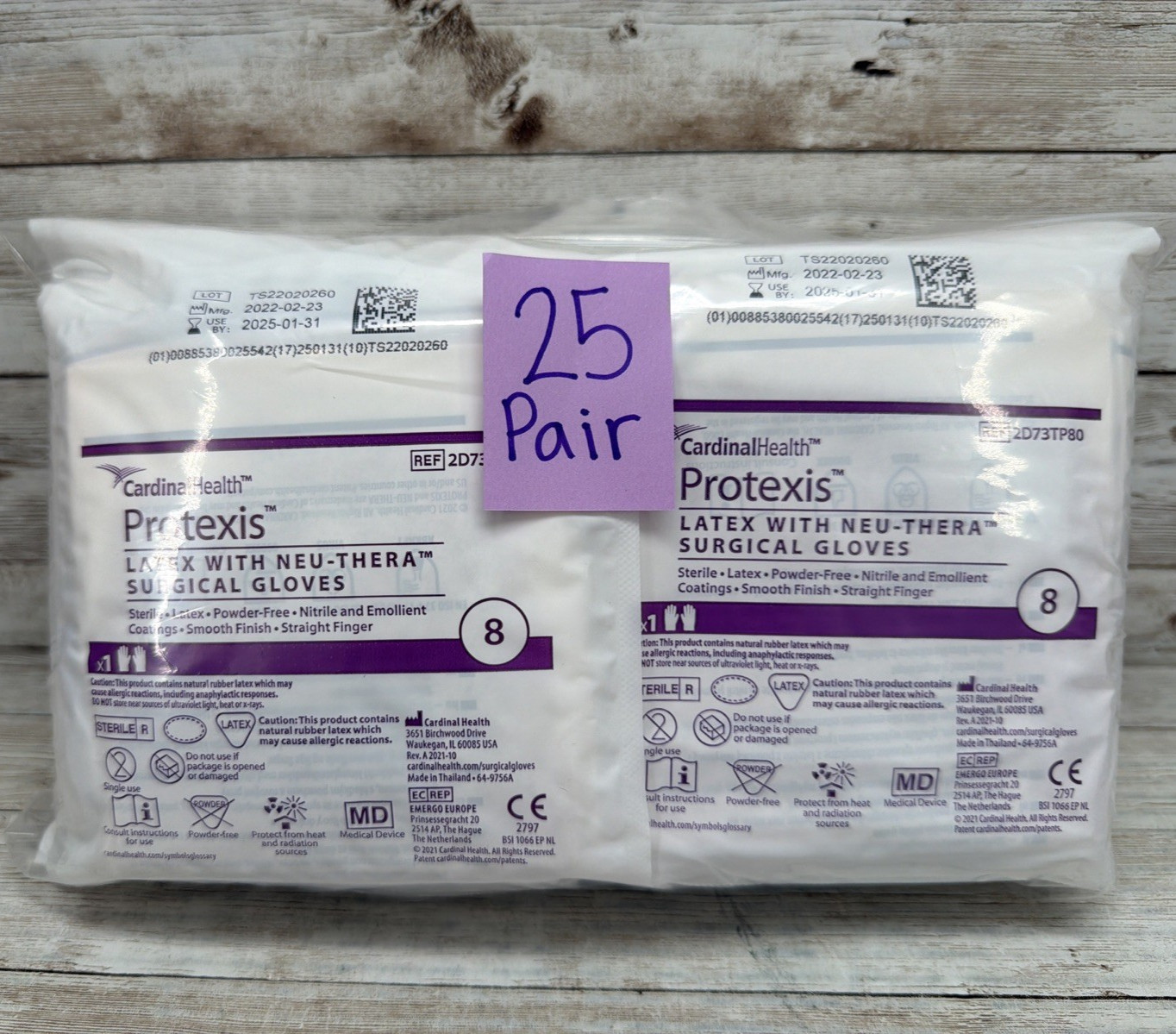Protexis LATEX with Neu-Thera Surgical Gloves *25 Pair* Size: 8 *See Date*