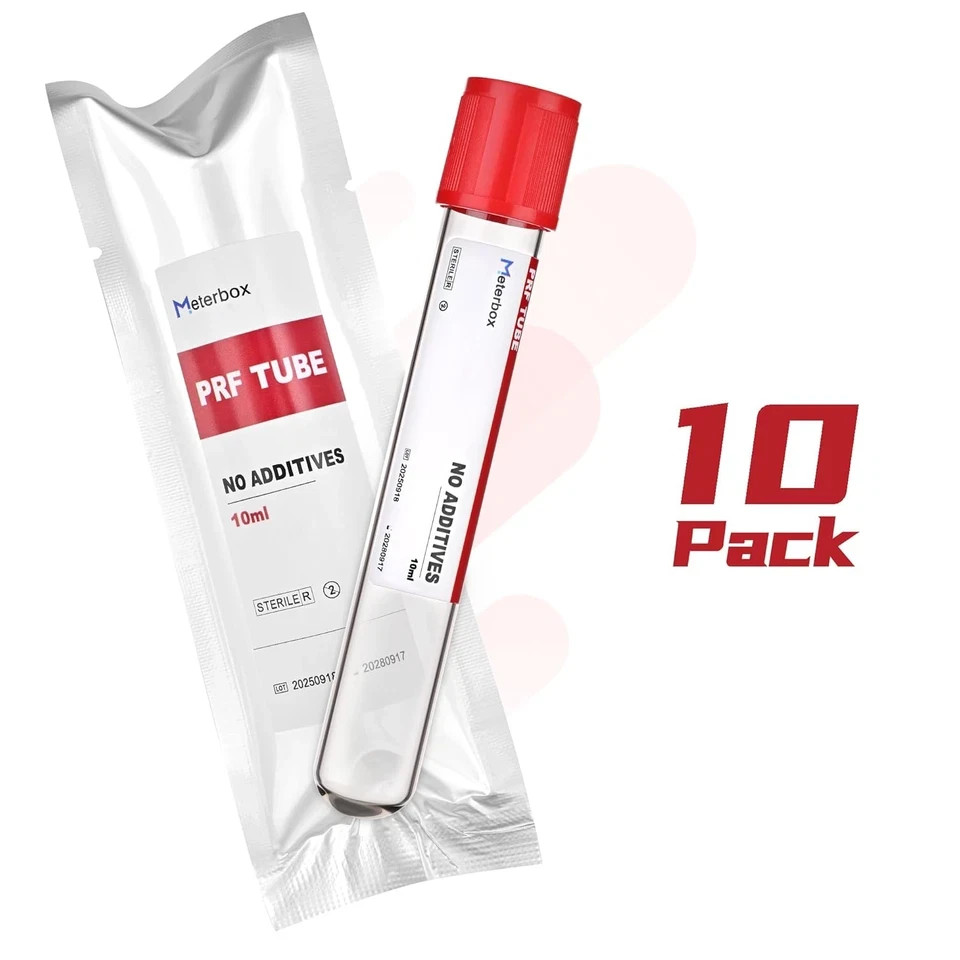 10 Ml PRF Tubes, Premium Glass Tube with No Additive, Individually Wrapped, Box