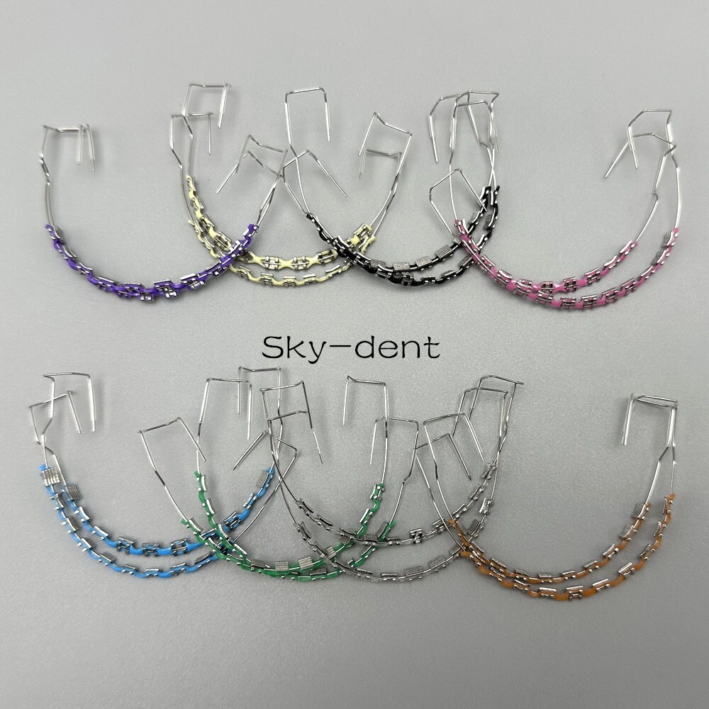 2Pcs/Pack Temporary Tooth Decoration with Metal Bracket Orthodontic Power Chains