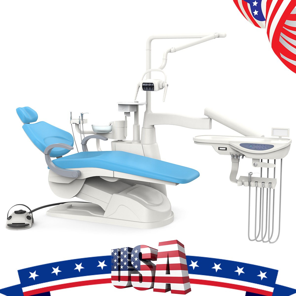 AZDENT Dental Chair Unit Computer Controlled DC Motor Stool Kit +Stool Kits FDA