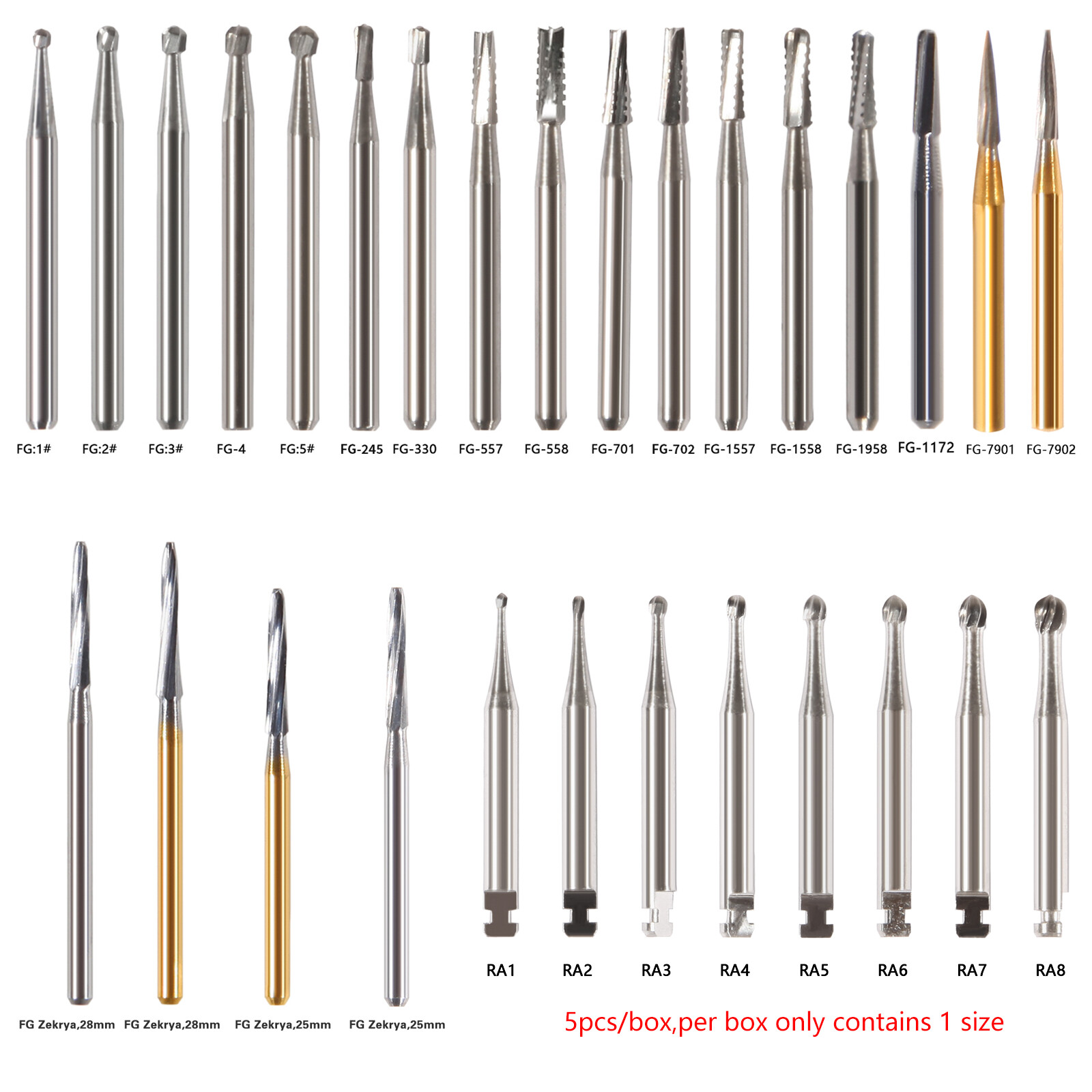 Dental Carbide Burs Drill FG/RA fit High/Low Speed Handpiece Tungsten steel OR