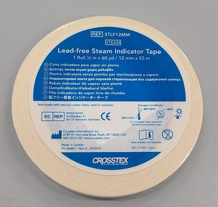 Crosstex Steam Processing Autoclave Indicator Tape Lead Free 1/2″x60Yd STLF12MM