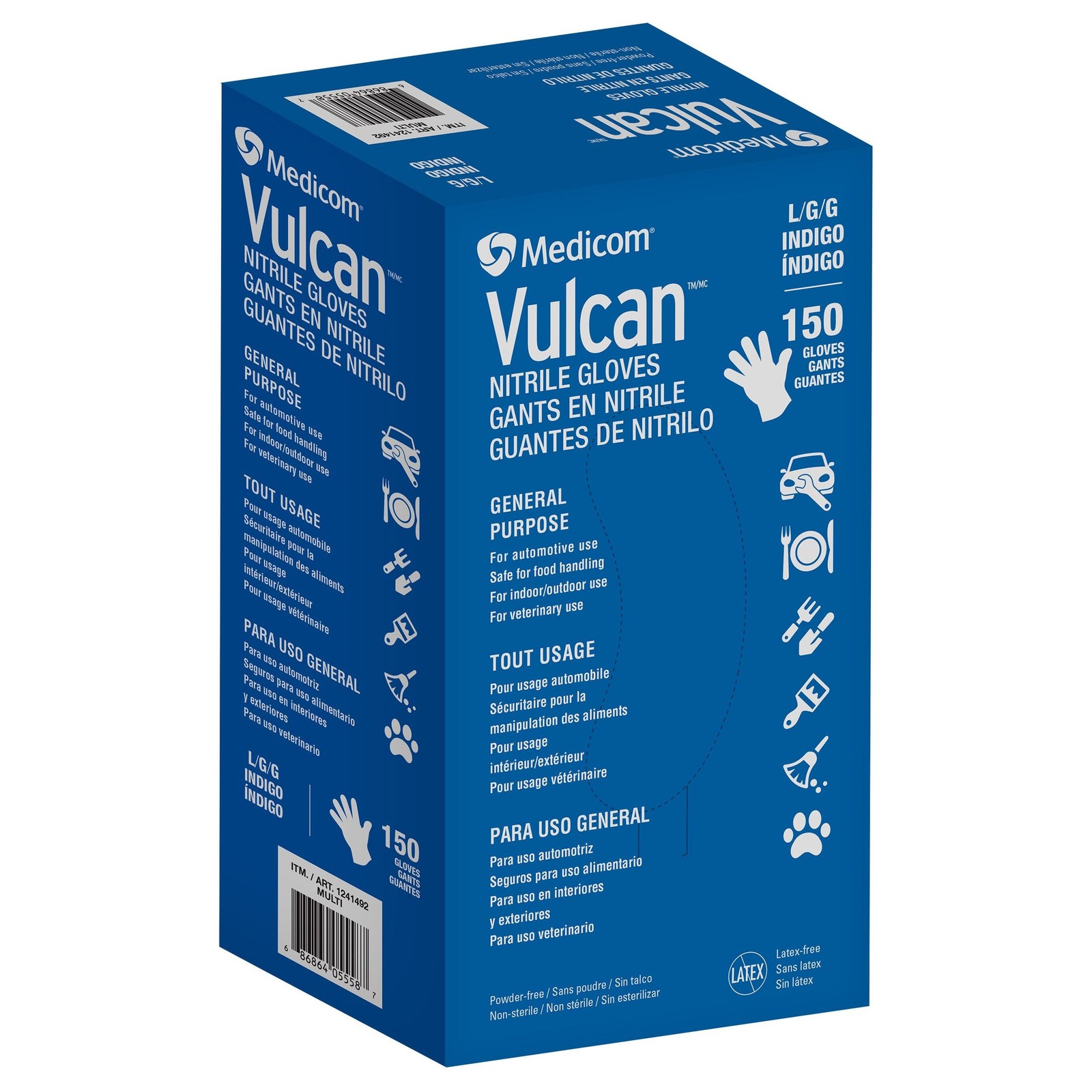 Medicom Vulcan Nitrile Powder Free Gloves, 150-count, Size Large