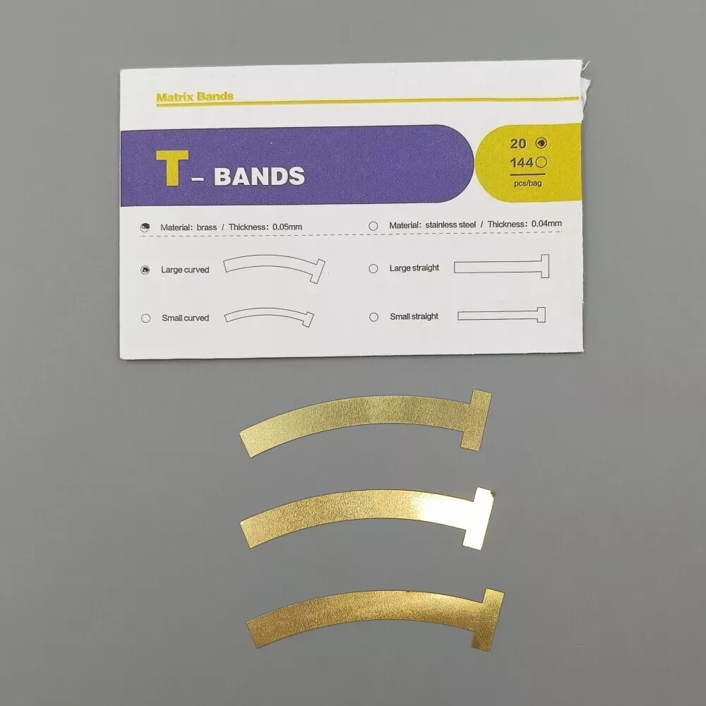 20 Pcs Dental Brass Matrix Large Straight/Curved 0.05mm Tooth Restoration Band