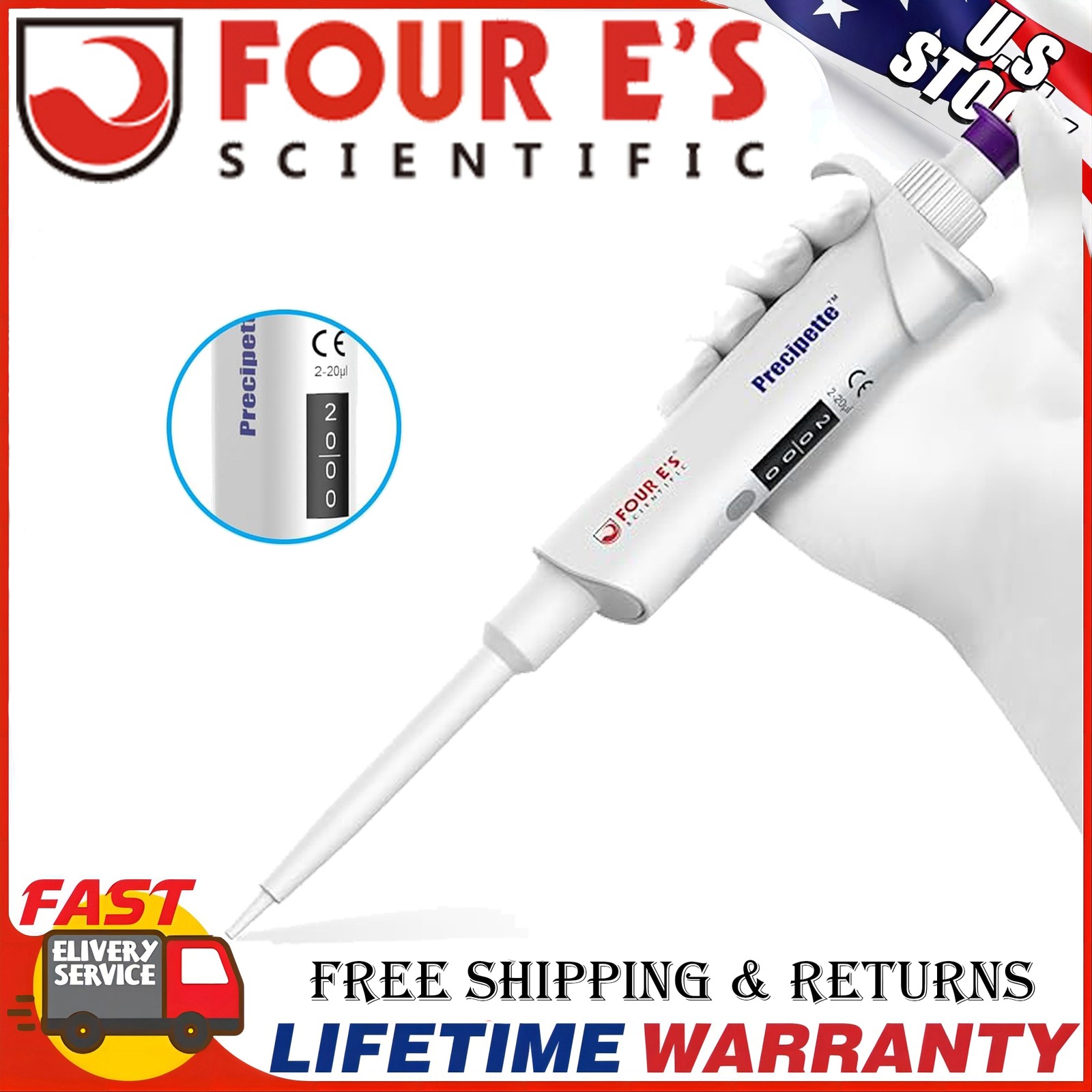 Adjustable Volume Pipette Single Channel Micropipette High Precision Pipettor US