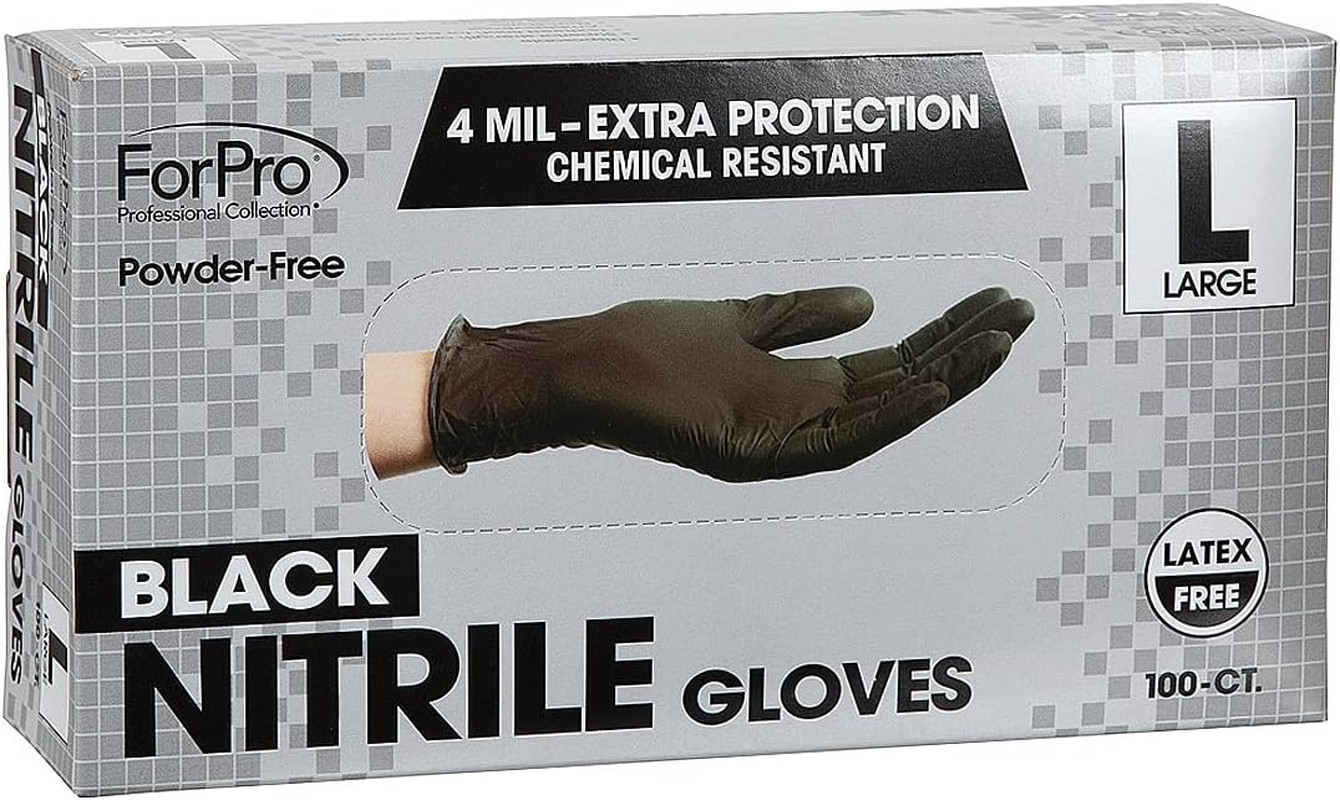 ForPro Disposable Nitrile Gloves, Chemical Resistant, Powder-Free, Latex-Free, N
