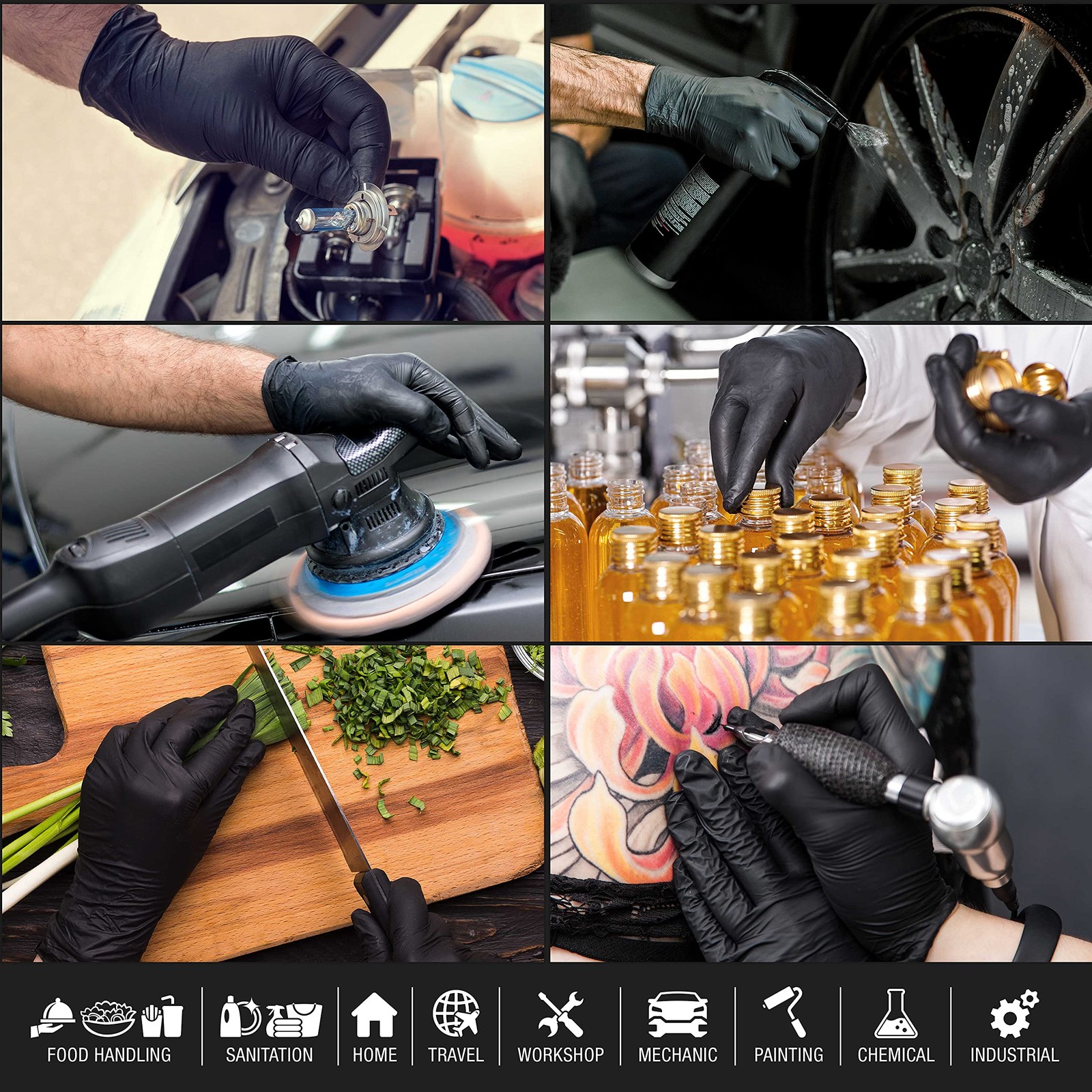 HD Black Nitrile Disposable Gloves, Box of 100, Size XX-Large, 6 Mil – Latex …