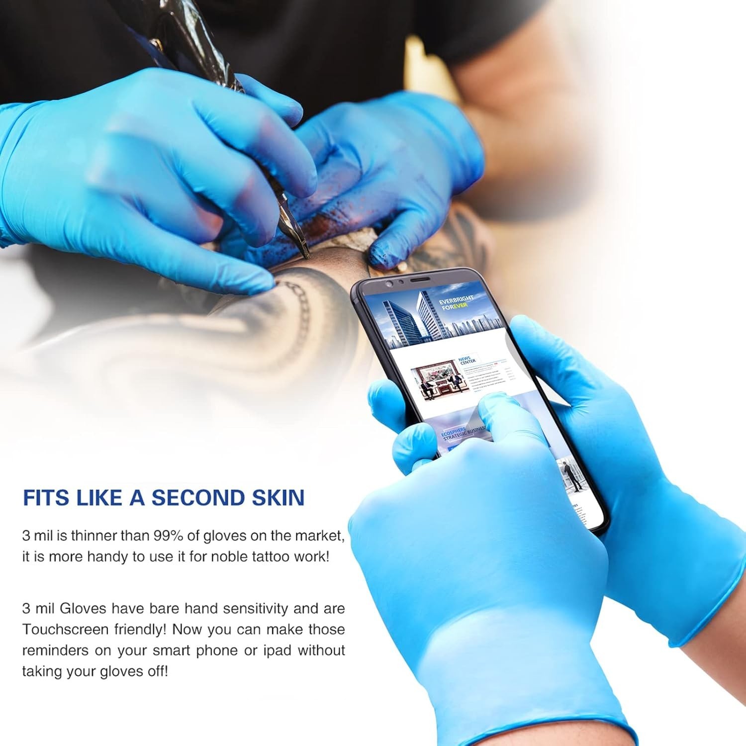 Nitrile Disposable Gloves Powder & Latex Free 4mil Touch Screen Disposable No…