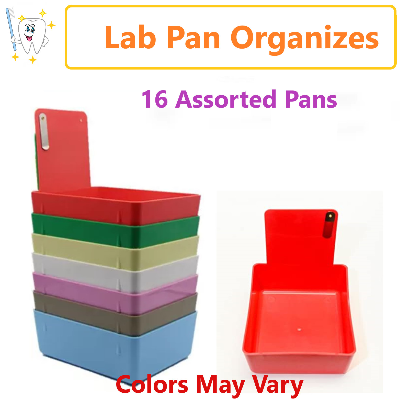 16/Box Standard Dental Lab Pans 7″ x 5¾» x 2½» Plastic With Stainless Steel Clip