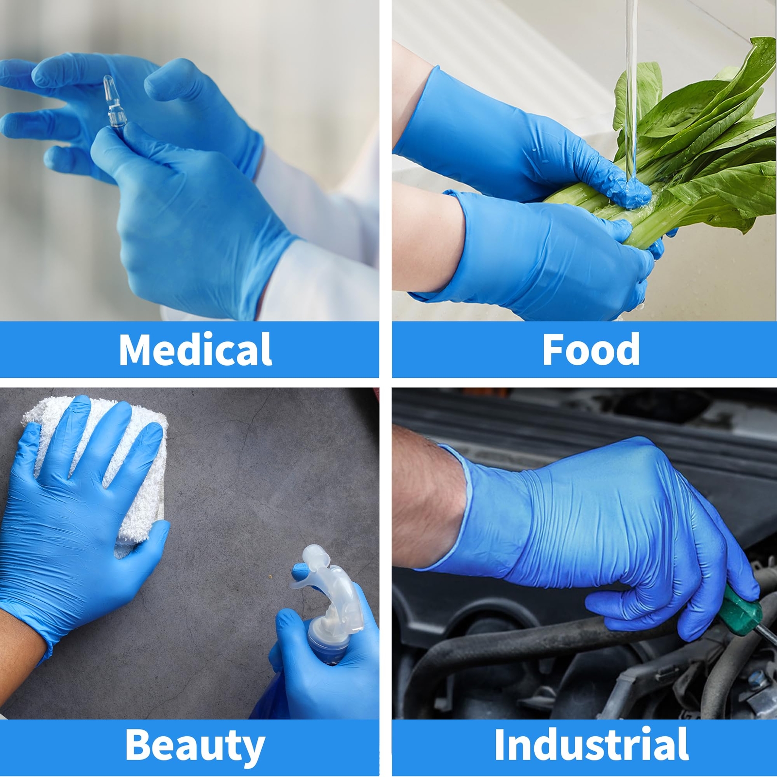 X Large 1000 Pack Blue Latex Free Powder Free Vinyl Protective Gloves