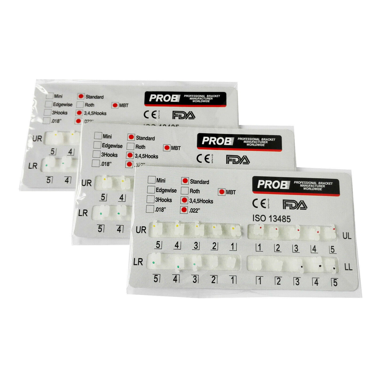 PROB Orthodontic Dental Bracket Ceramic Braces Standard/Mini Roth/MBT 022 3/345H