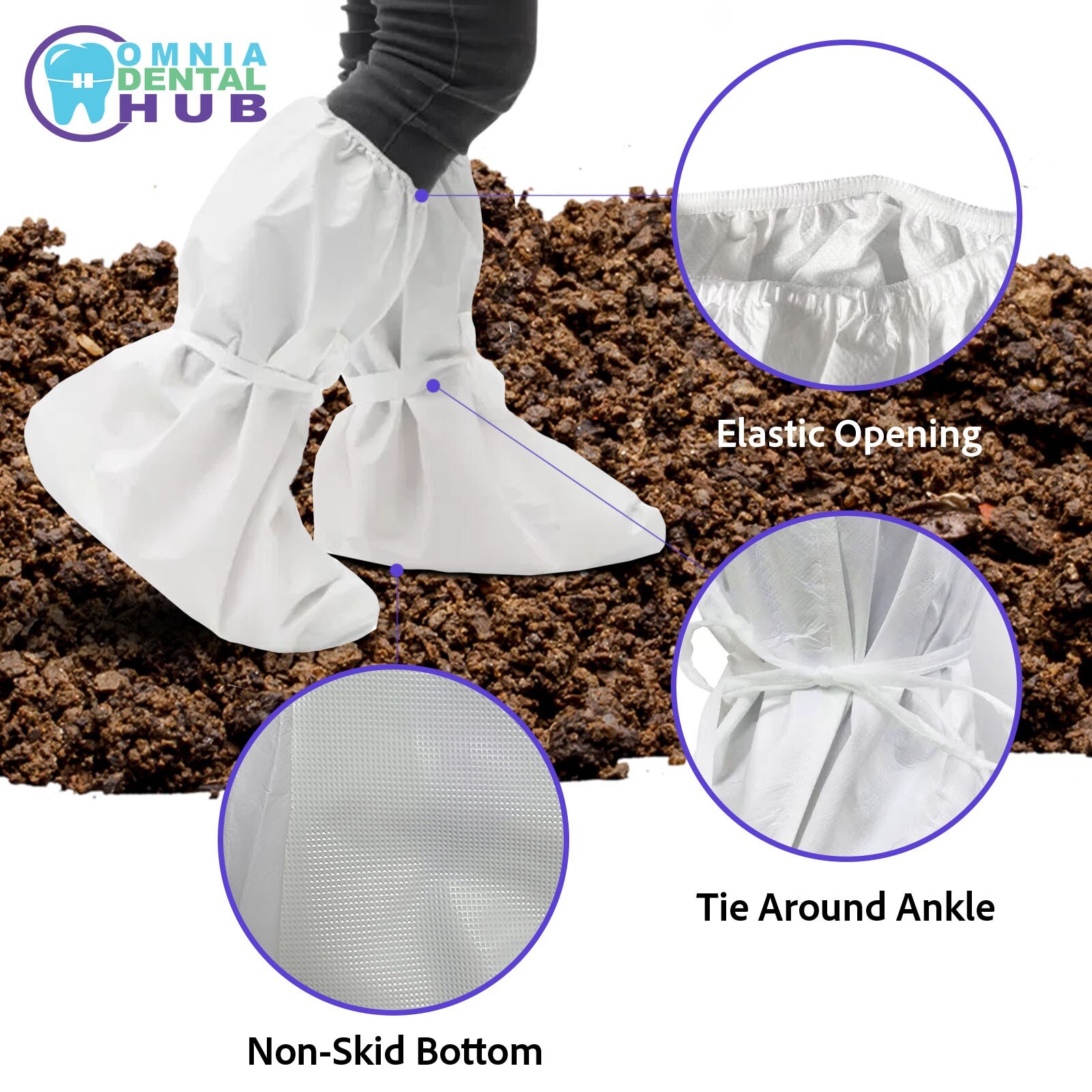 2 PCs (1Pair) Medical Grade Non-Slip PP+PE High Knee Shoe Cover Skid Resistant