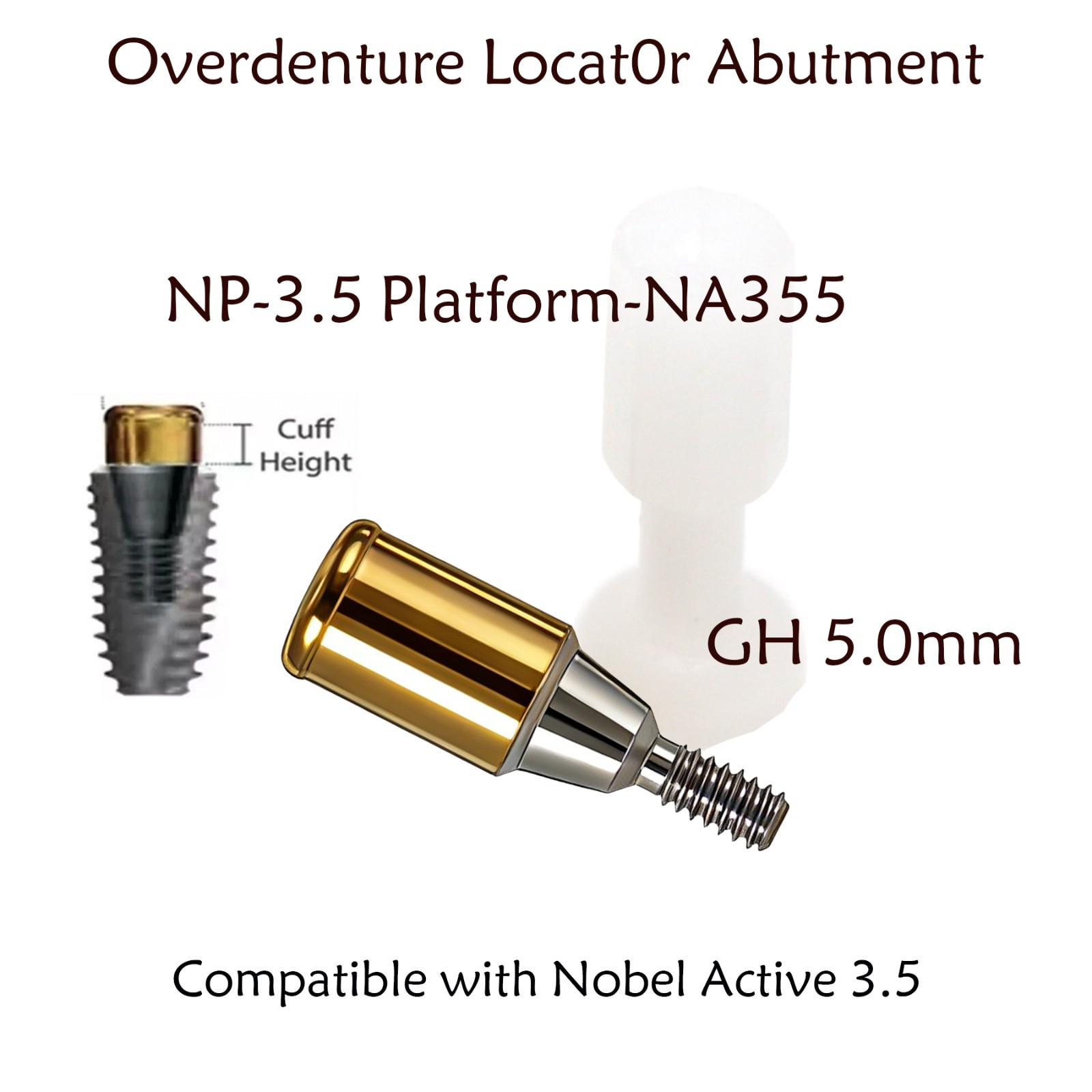 Zest Locator Anchor Abutment for NOBEL NobelActive Conical Connection NP 1-5mmGH