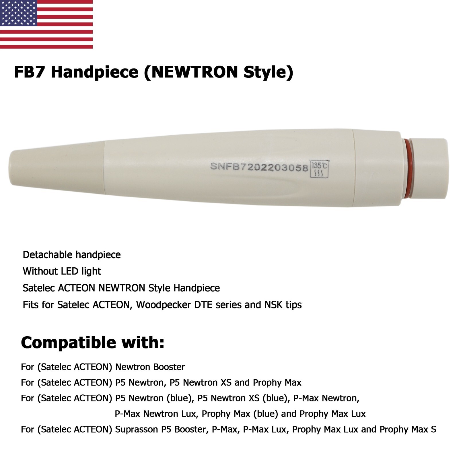 ACTEON Newtron P5 Piezo Handpiece Dental Ultrasonic Scaler DTE HD-7L Tip GD1 PD1