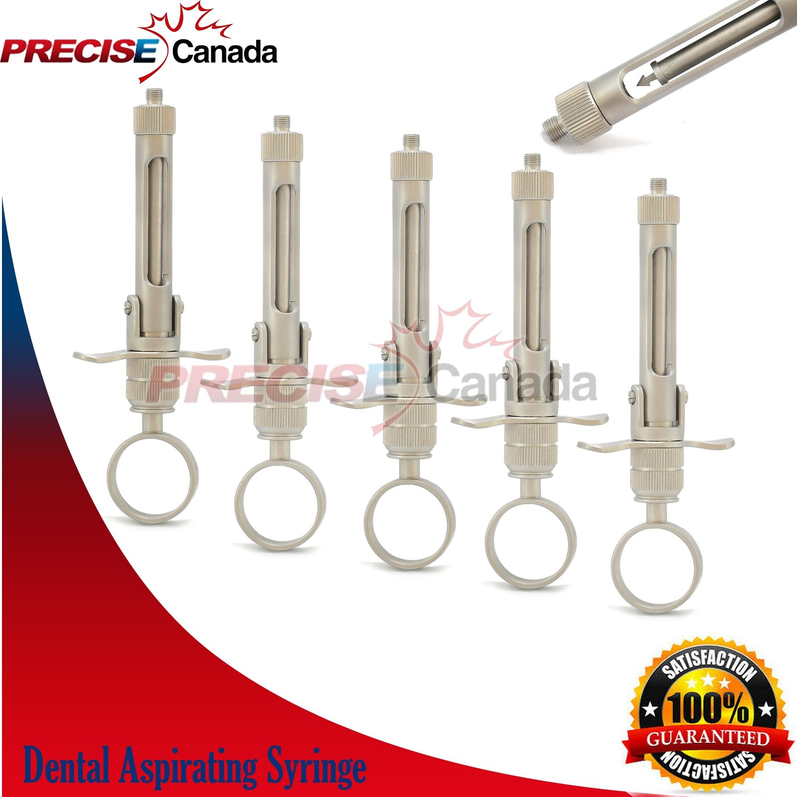 10 Pcs GERMAN Steel Dental Aspirating Syringe 1.8ML Dentist Anesthetic DS-2659