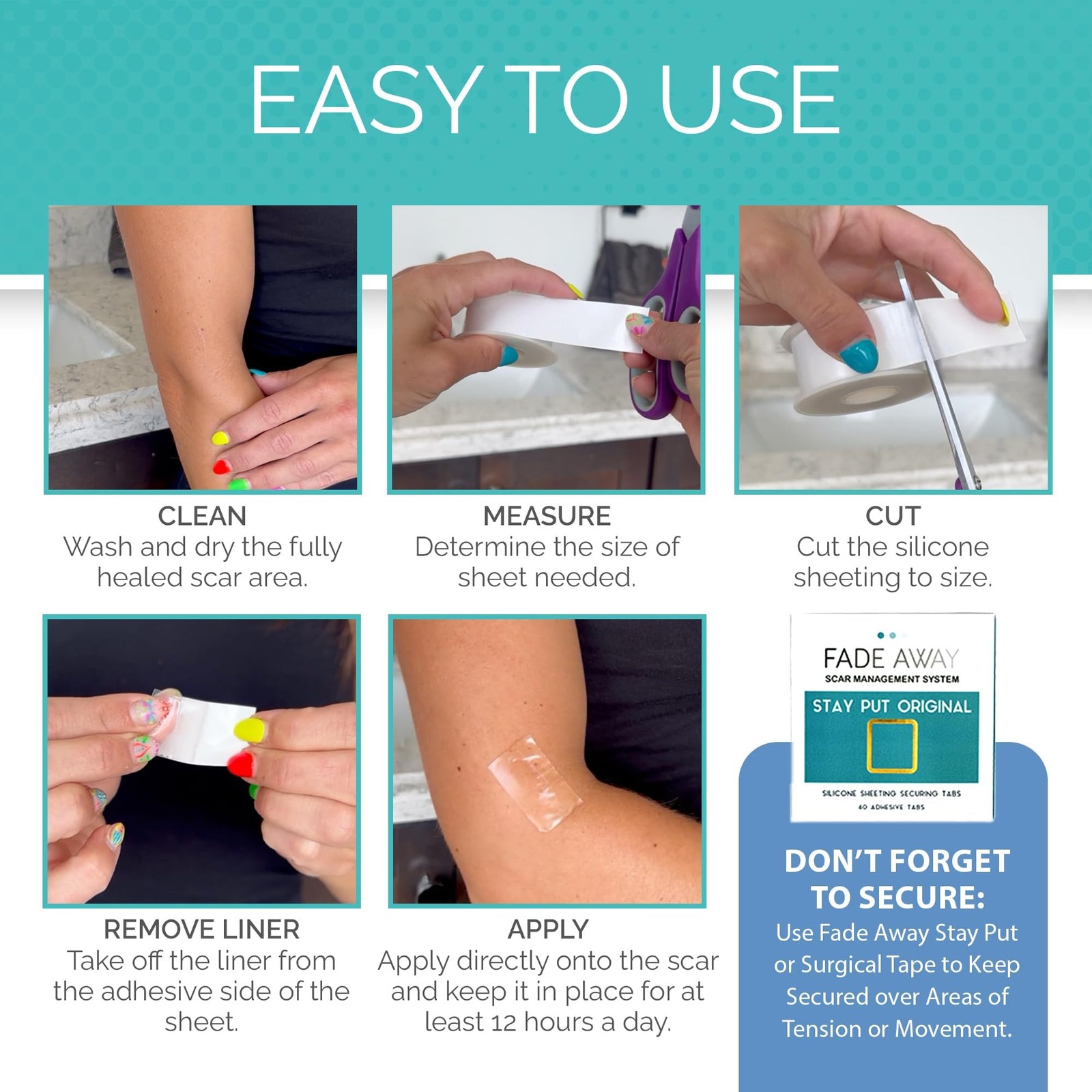Fade Away Clinically Proven Silicone Scar Sheets Medical Grade Tape For Surgery