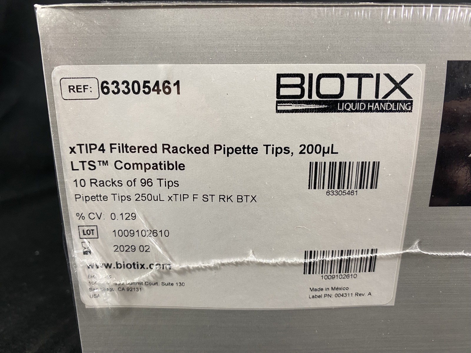 BIOTIX 200uL xTIP4 Filtered Sterile Racked Pipette Tips 63305461 (960/Pk)