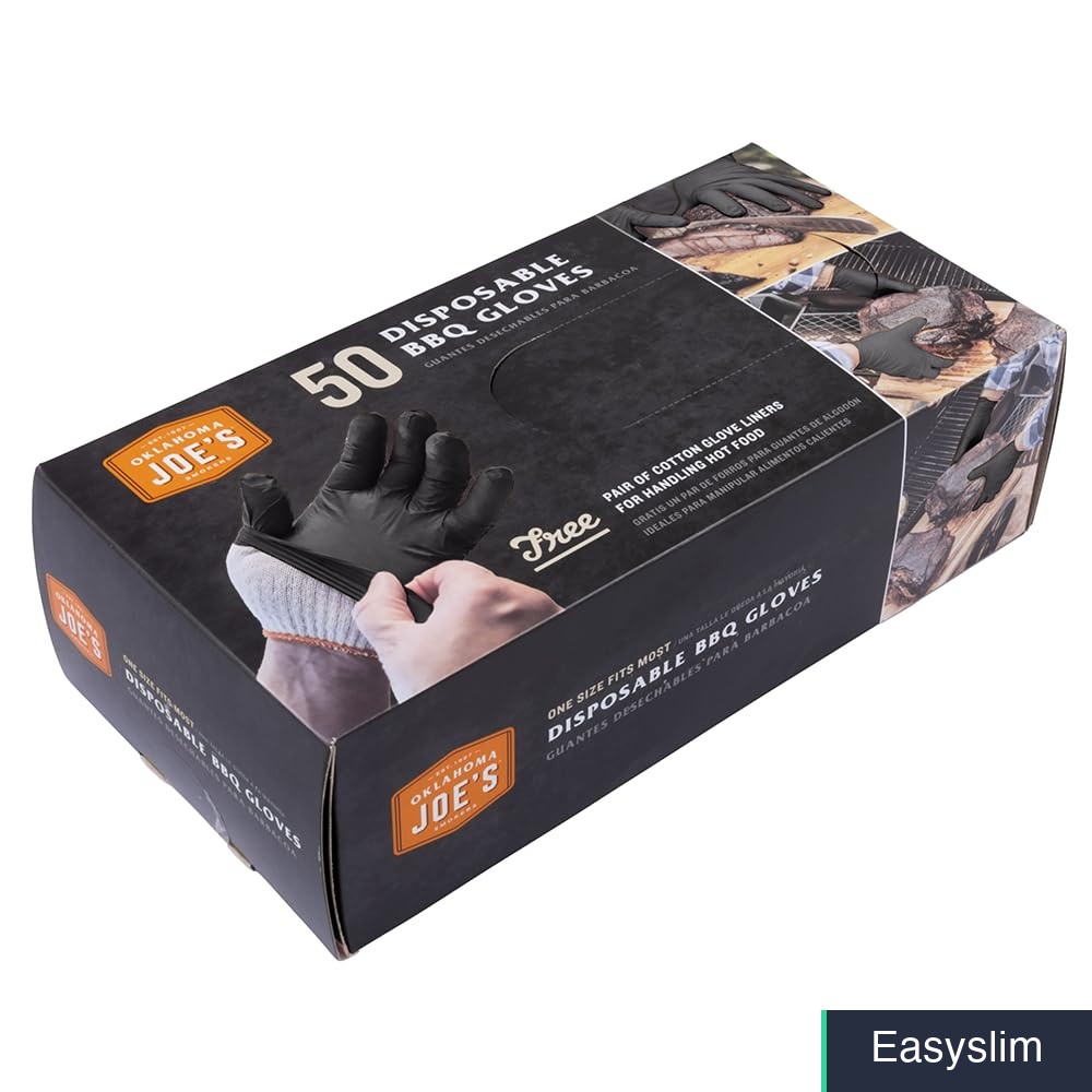 Disposable Food Safe BBQ Gloves 50 Count Nitrile Latex-Free Black