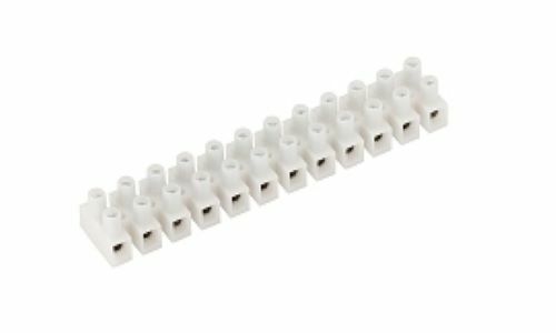 Electrical Terminal Strip, 12 Pole, White Barrier Type, 30 Amp, DCI 9382