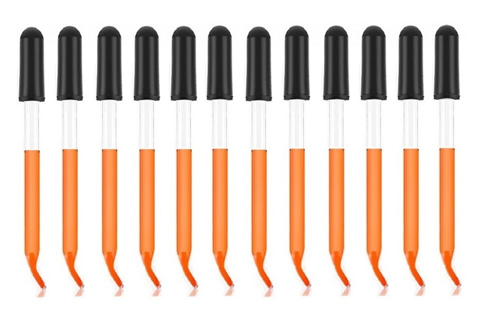 Medicine Art Essential Oils Eye Glass Dropper Pipette 4″ Curved Tip 1ml(12 Pack)