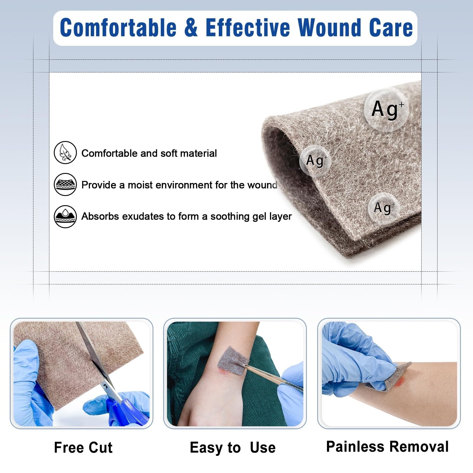 Ceeport Silver Calcium Alginate Wound Dressing 4″ x 4″ 5 Packs