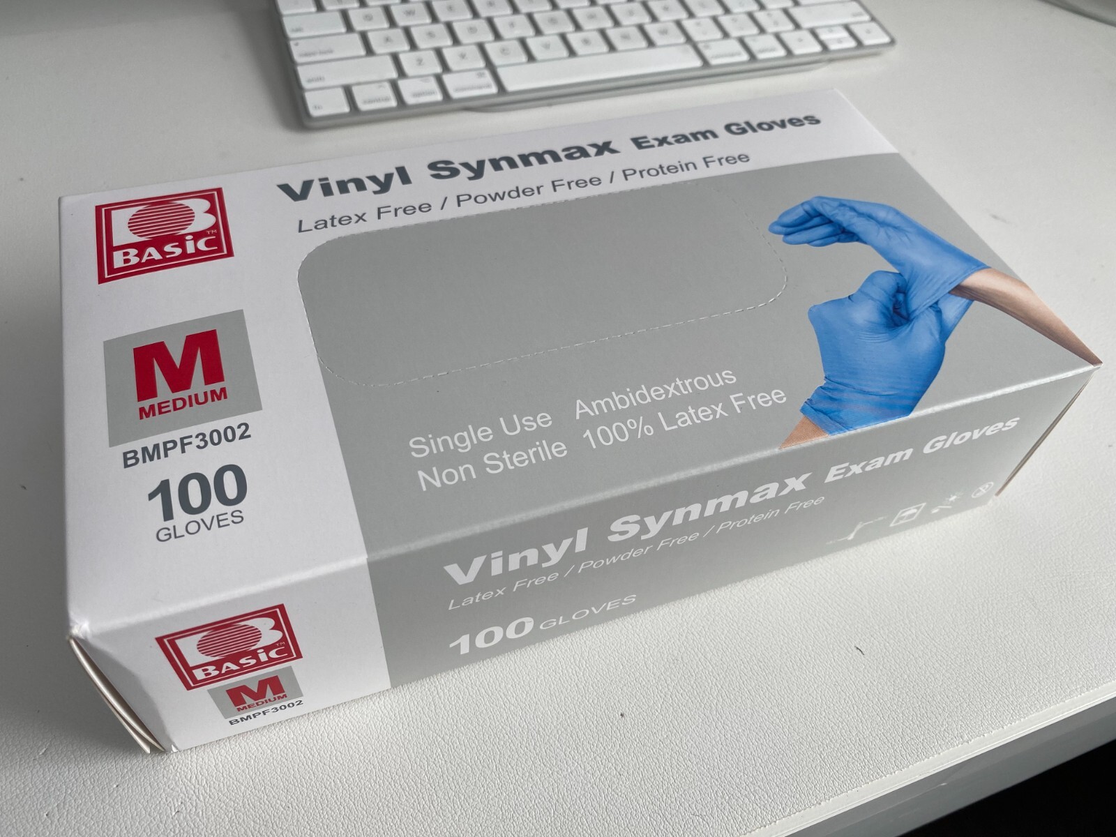 Basic Blue Vinyl Synmax Exam Gloves Latex-Free & Powder-Free S/M/L/XL-SIZE