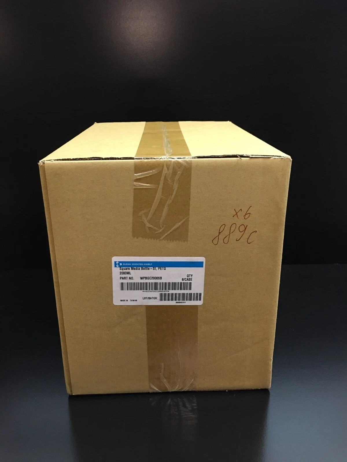 Duran Wheaton Kimble 2000mL PN WPBGC2000SB Square Media Bottle St PETG