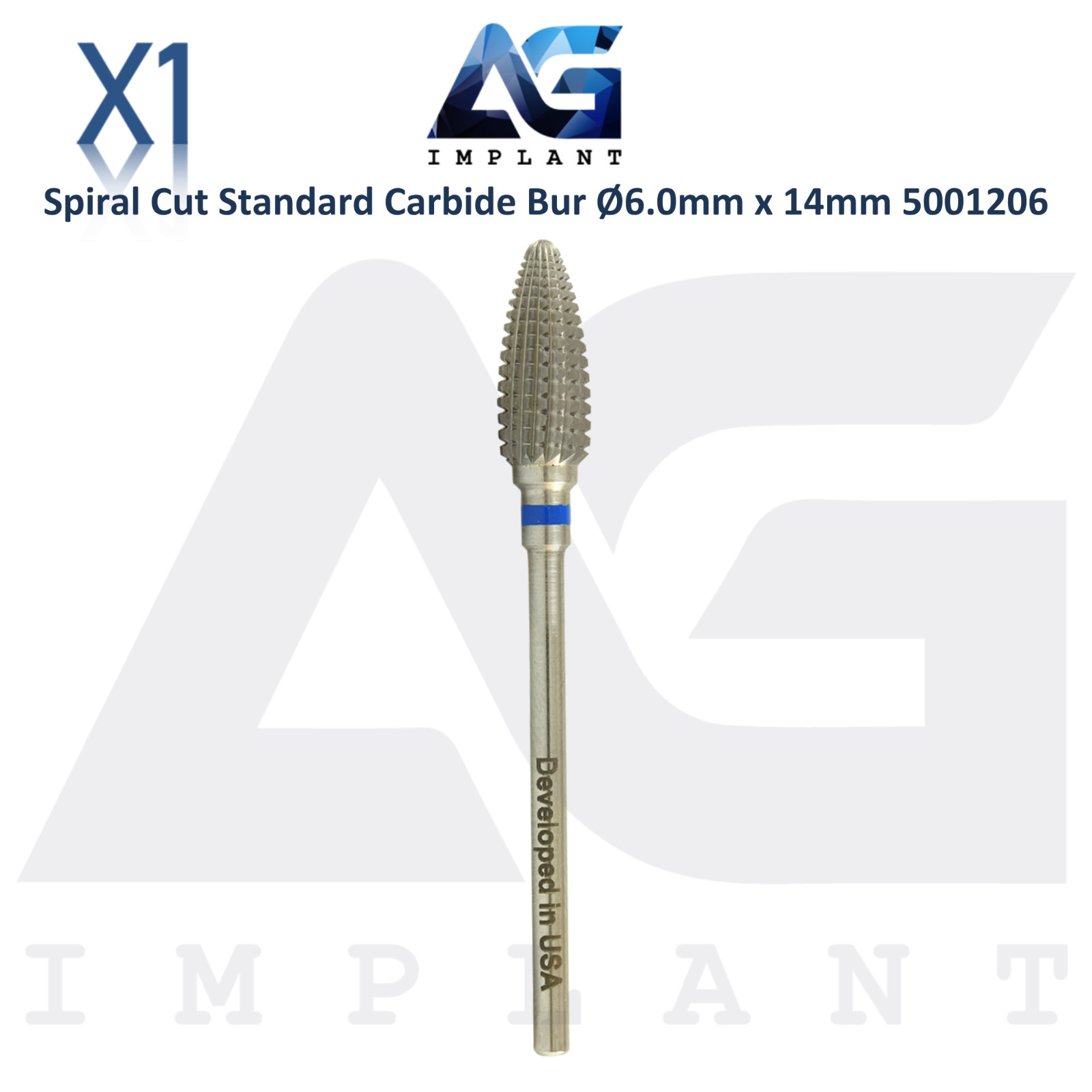 Dental Wilson Spiral Cut Standard Bur Ø6.0x14mm Straight Edge Carbide 5001206