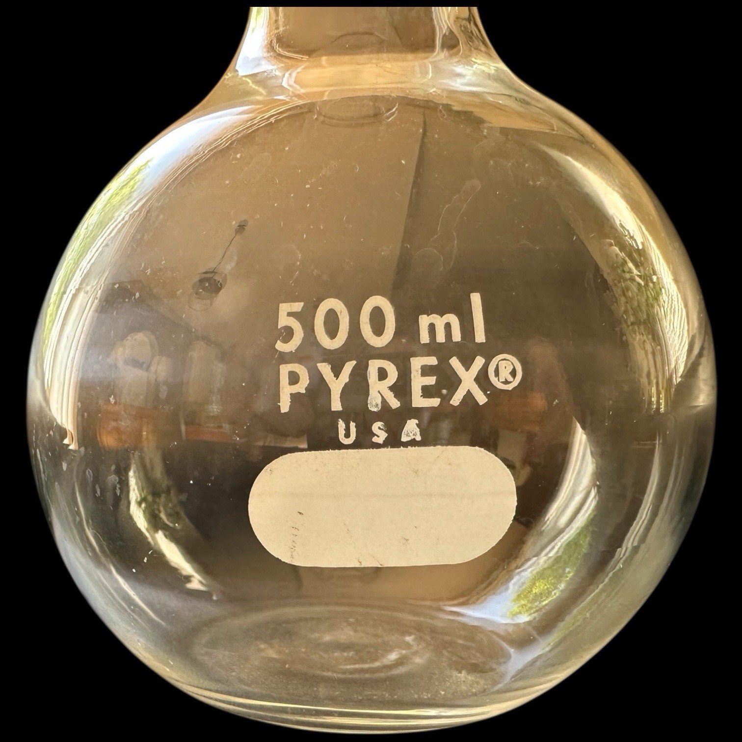Pyrex Beaker 500mL Neck Round Distill Flask Science Home School College Flat 7″