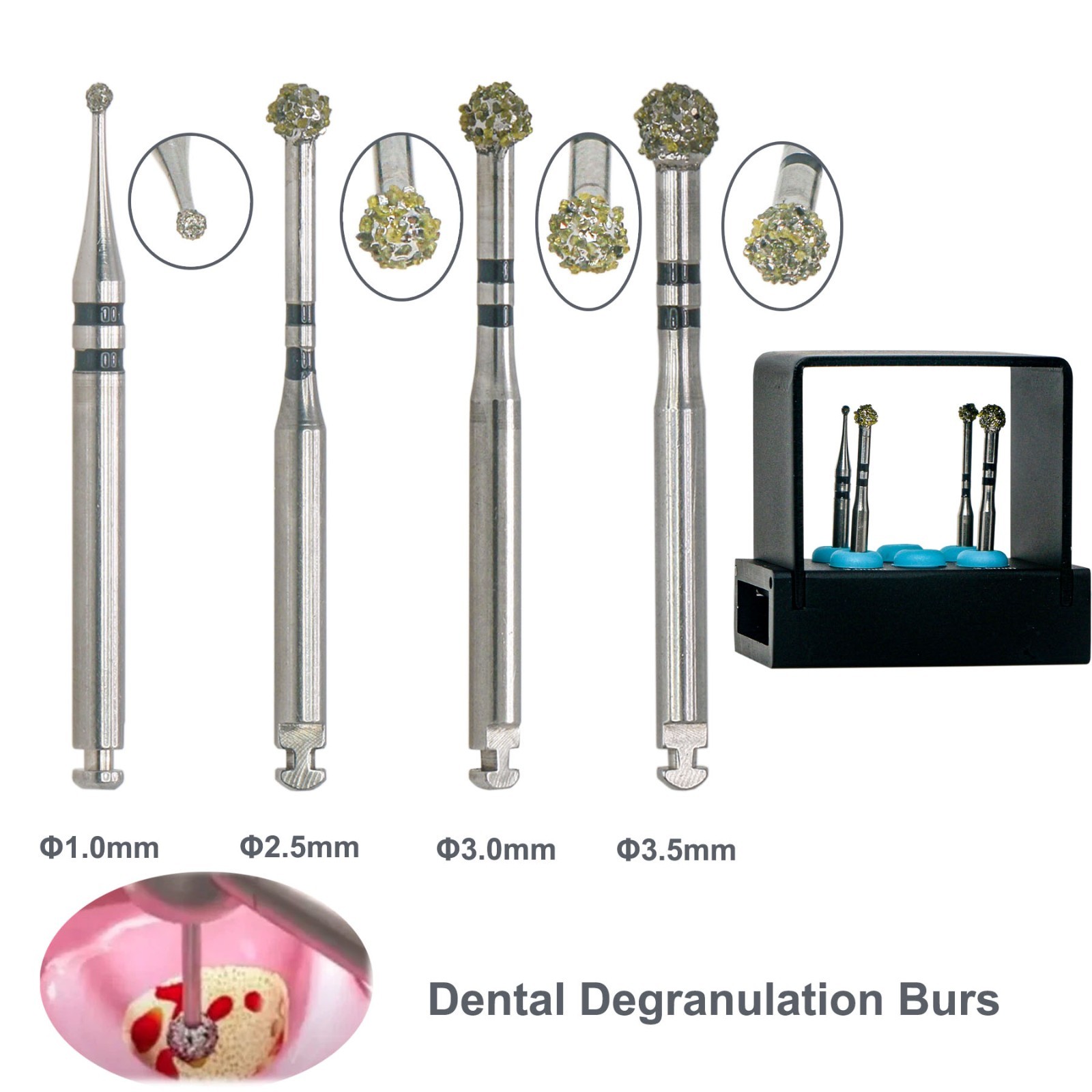 4Pcs/Kit Degranulation Burs Kit Osseous Debridement Remove Bone Tissue Remnant