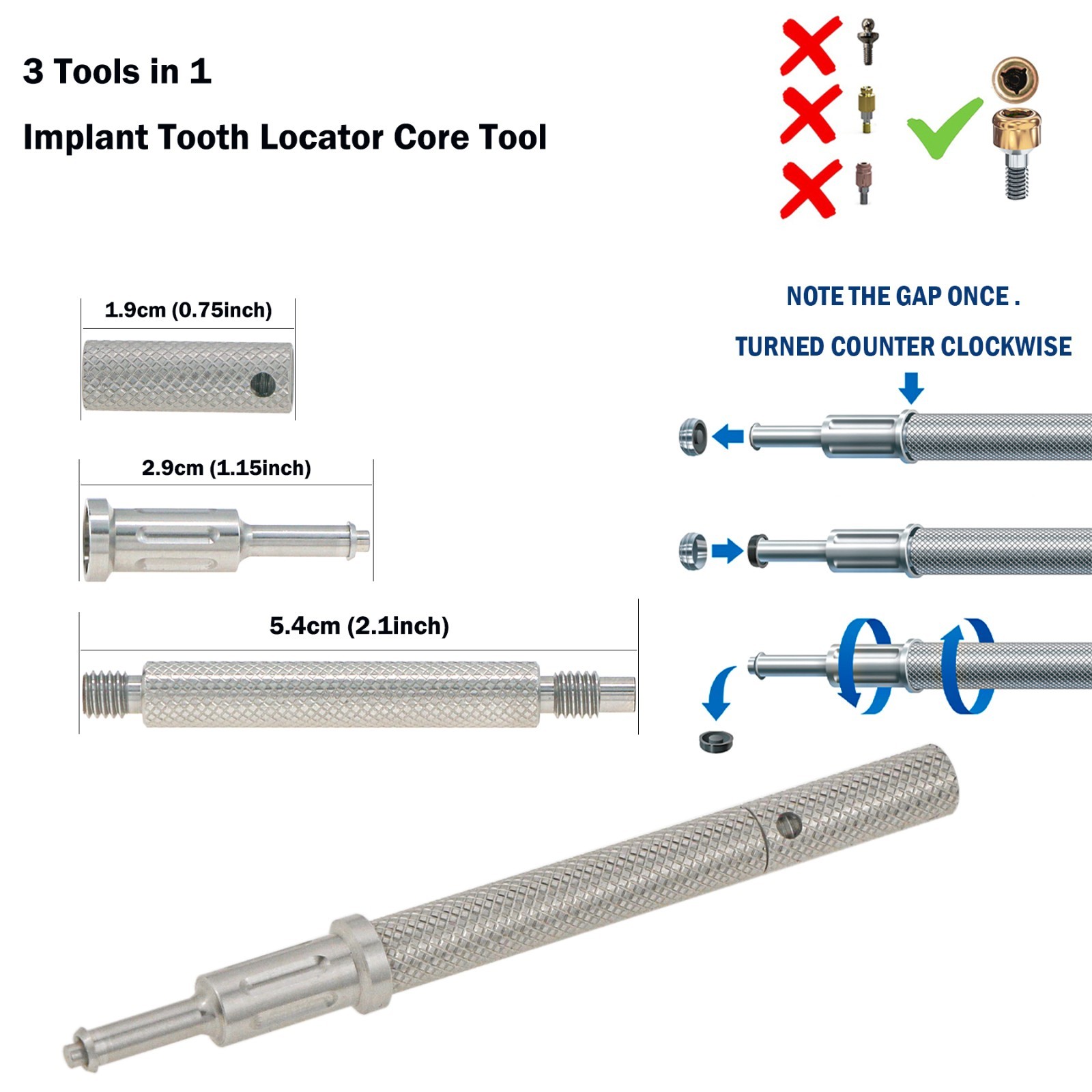 US Zimmer TSV/Mis Screw-Vent 3.0mm GH Ø3.5 Implant Overdenture Locator Abutment