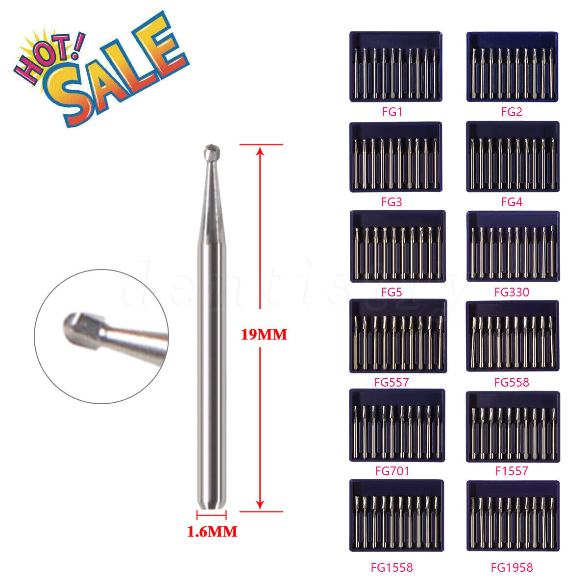 1-10 Box Dental FG Tungsten Carbide Burs Round For High Speed Handpiece OR