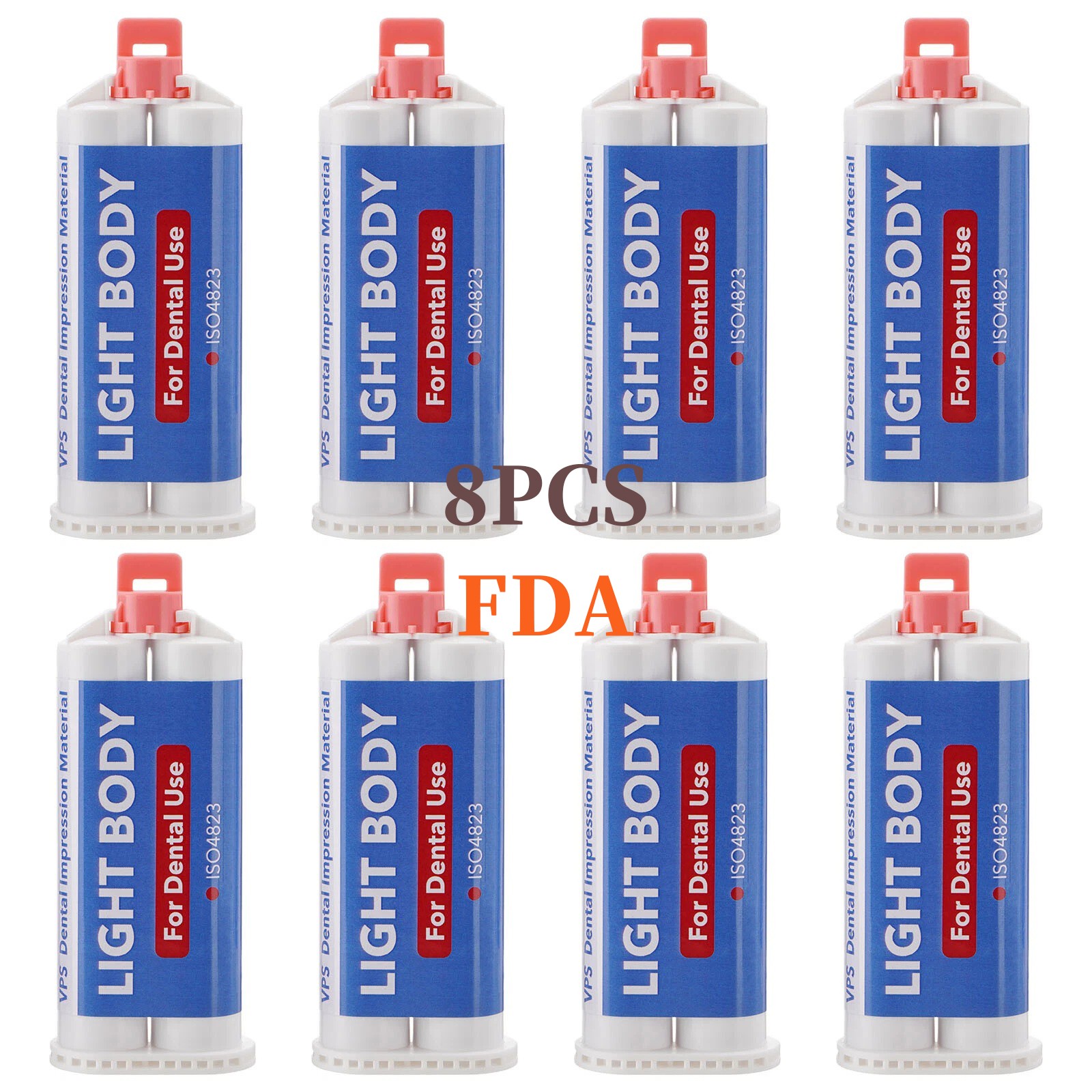 8PCS Dental VPS Impression Material Ligh Body – Fast Set 50 ml Cartridges