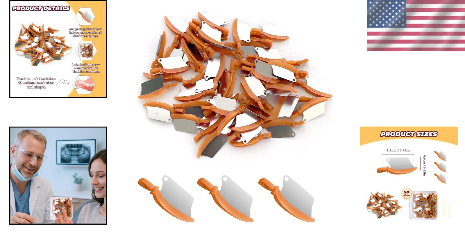 50 Pack Dental Sectional Matrix Wedges – Precision Contouring for Molar Care