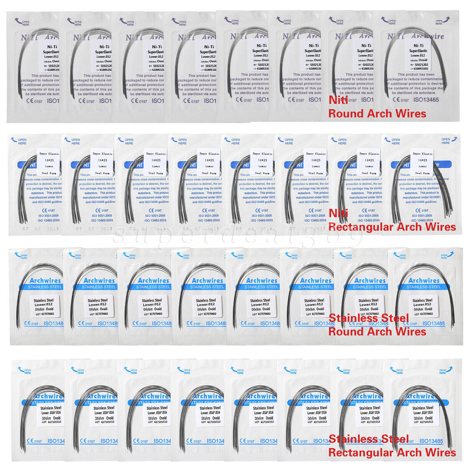 Dental Orthodontic Arch Wires Round/ Rectangular Niti/ Stainless Steel ns