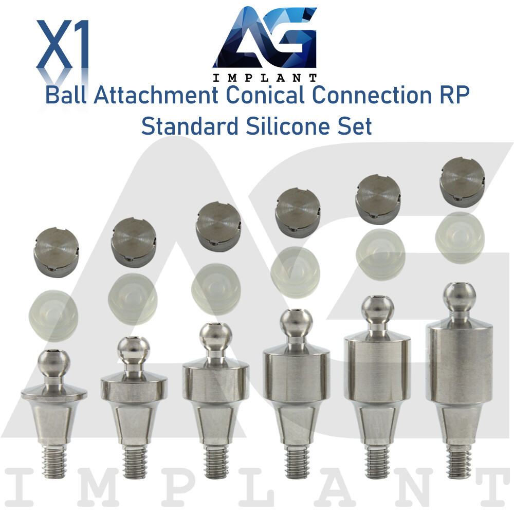 Ball Attachment Standard Silicone Cap Set Conical Connection RP System 2.65mm