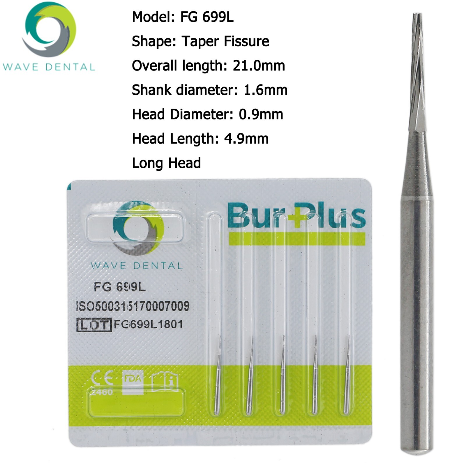 Wave Dental Carbide Bur FG High Speed 169L 699 701 701L Long Shank Friction Grip