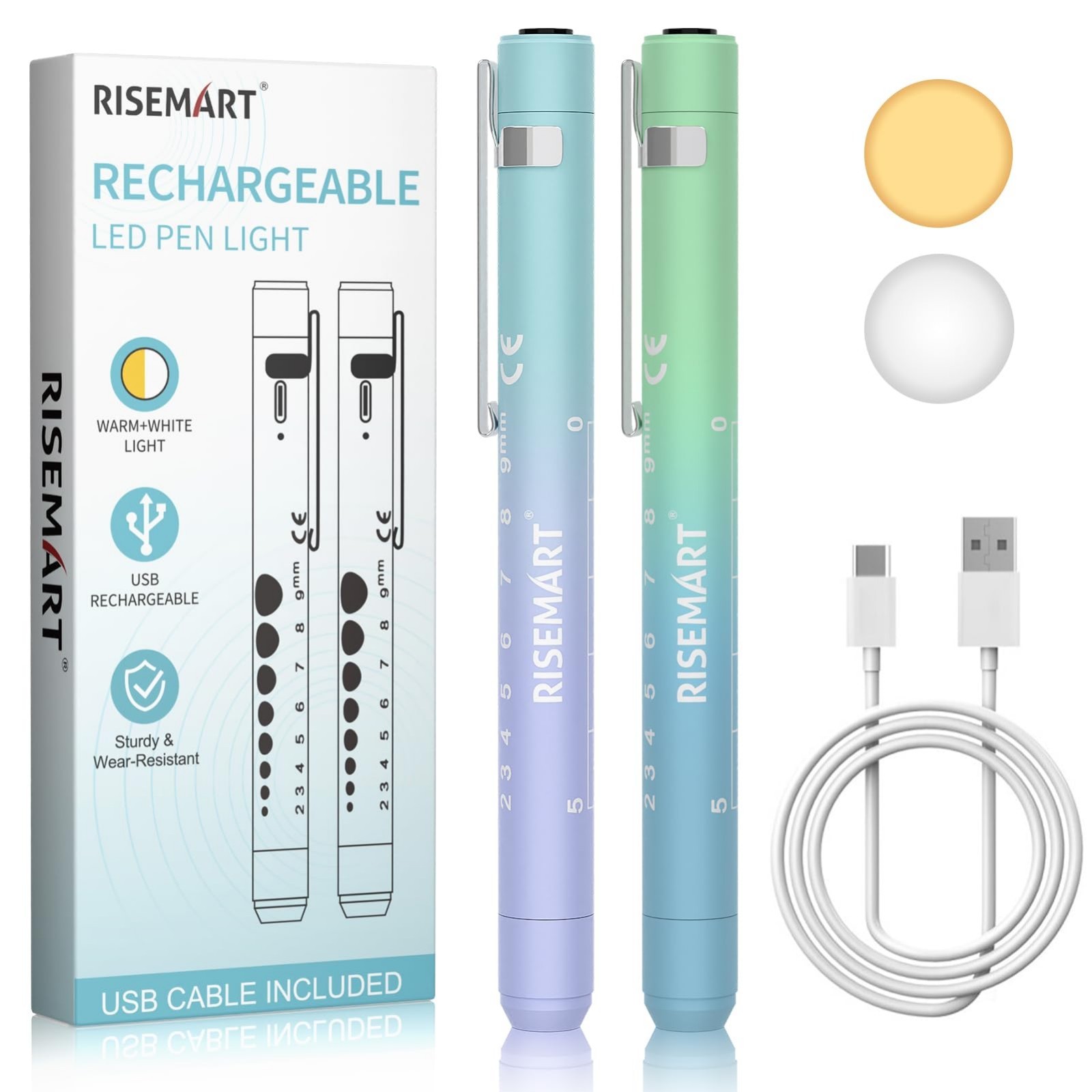 Rechargeable LED Pen Light for Nurses & Doctors – 2 Pack, USB Charging, Dual Mod