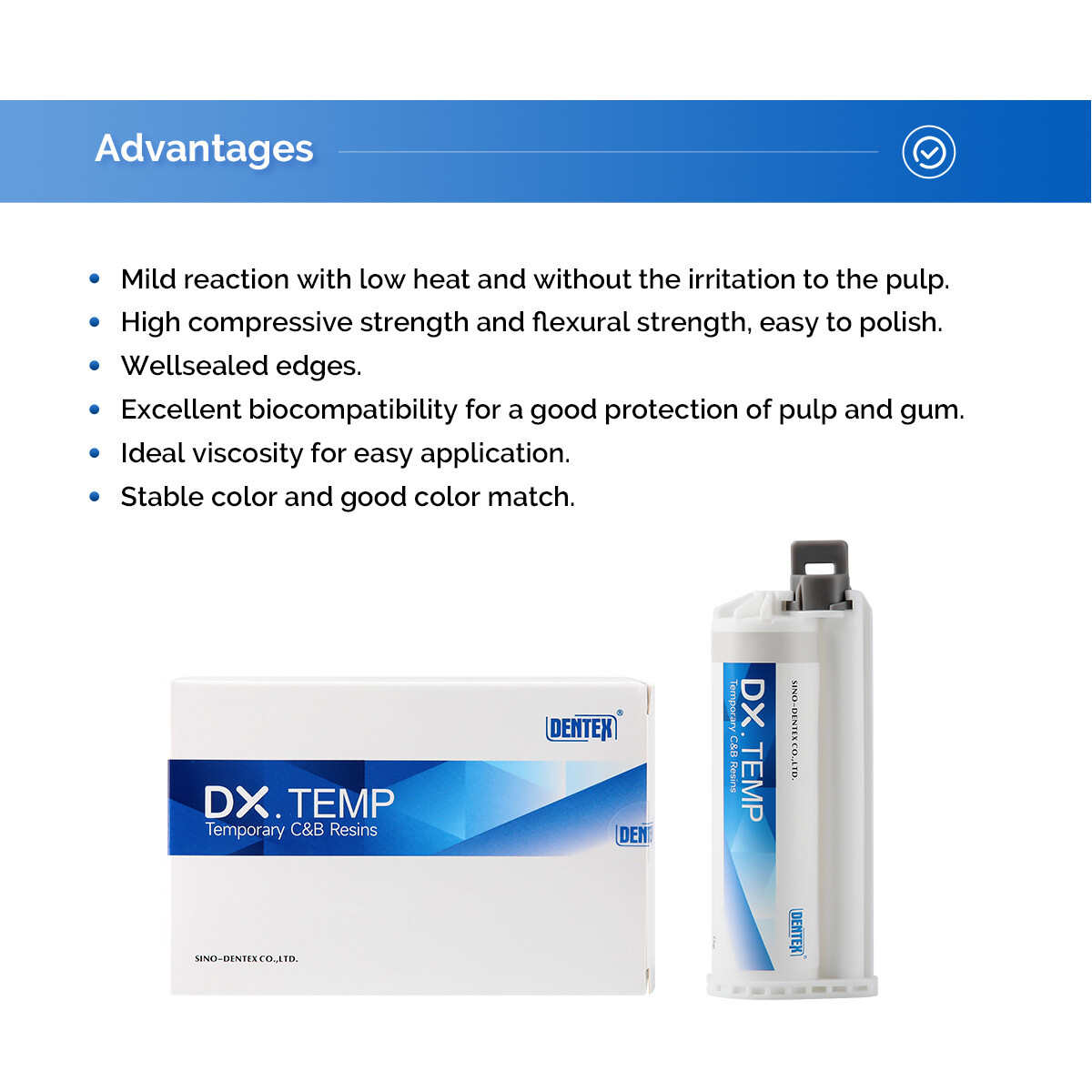 Dentex Dental Composite Resin Flowable Medium Temporary C&B Resin A1 A2 A3