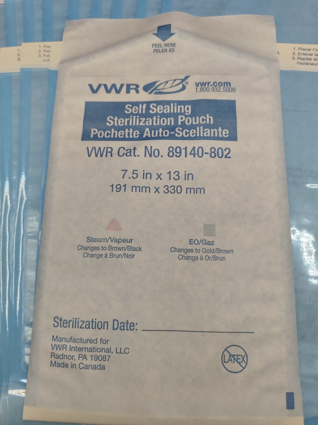 vwr sterilization pouches 7.5″ X 13″ 89140-802 Bag Of 20 Pouches