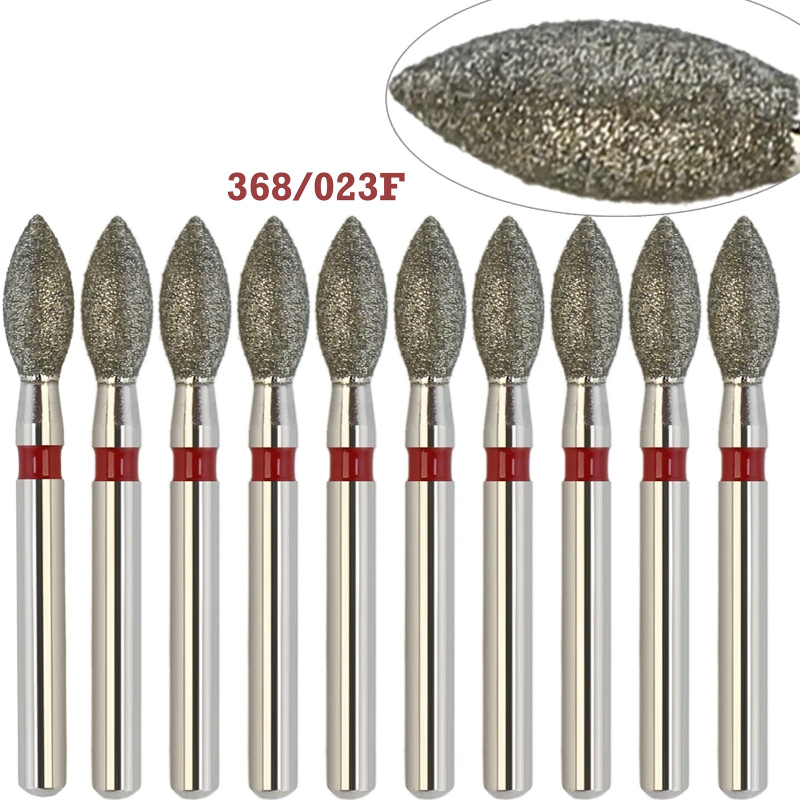 Dental Diamond Football Bur 368/023F Fine Grit Red FG 1.6mm High Speed