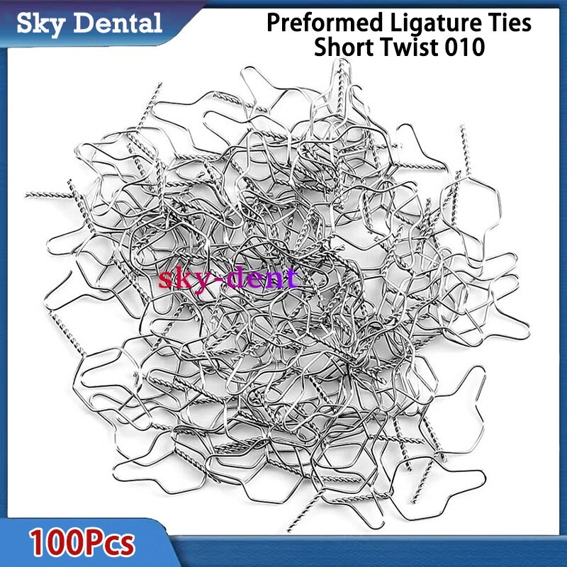 Dental Orthodontic Wires Preformed Ligature Ties Brackets Short Twist 010-100Pcs