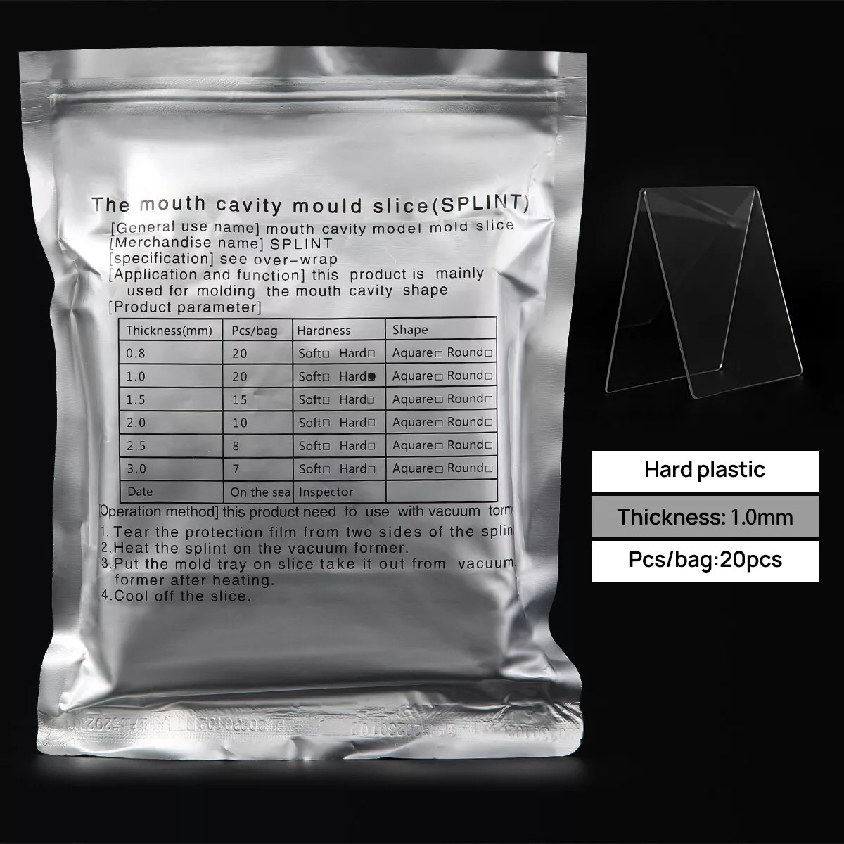 Dental Lab Splint Thermoforming Material For Vacuum Forming Hard 1.0/1.5/2.0mm