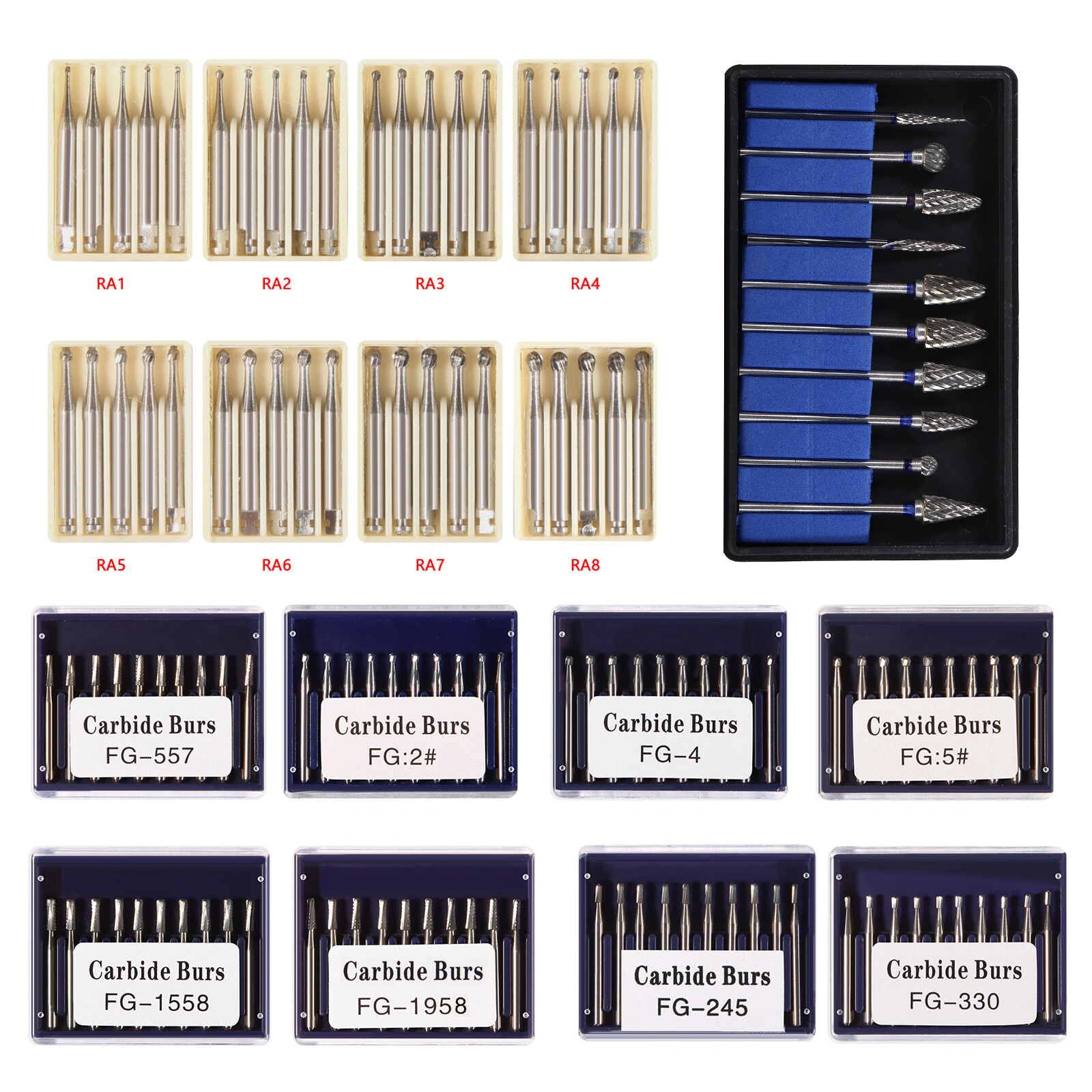 Dental Round Carbide Burs Tungsten Steel For High/ Low Speed Handpiece FG/RA/HP