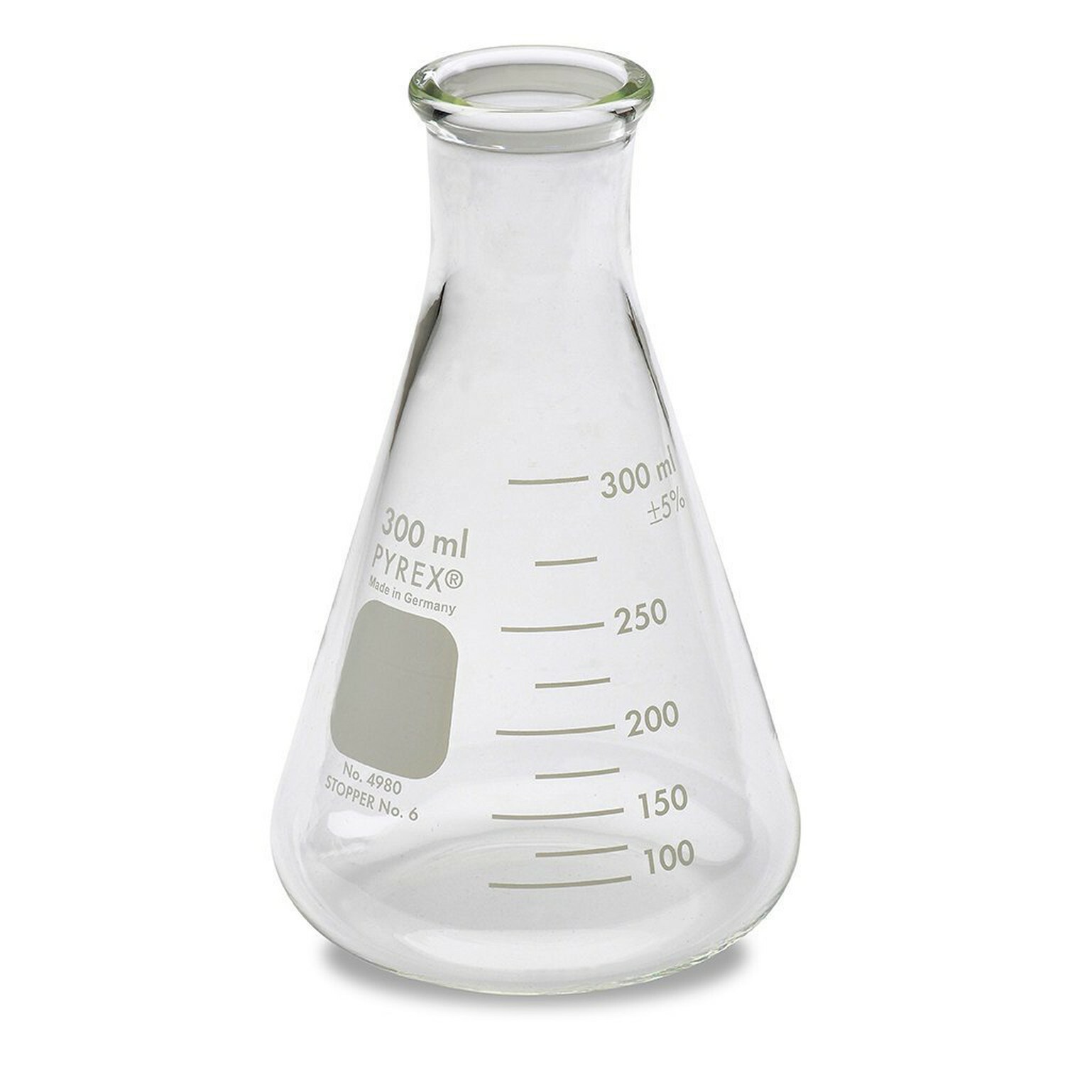 PYREX 4980-300, 300mL Narrow Mouth Erlenmeyer Flasks w/ Heavy Duty Rim (Single)